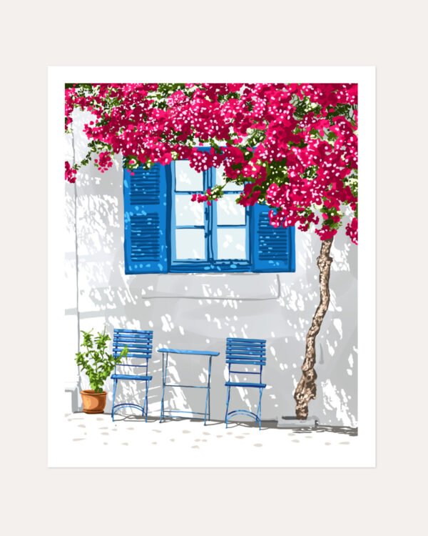 Shop Party of two Greece Santorini architecture travel couple love Art Print, Canvas Print, Commercial Digital License & Instant download printable- exclusively available at 83oranges.com by artist Uma Gokhale India