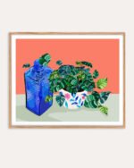 Shop still life potted plants Art Print, Canvas Print, digital printable download - available at 83oranges.com by artist Uma Gokhale India