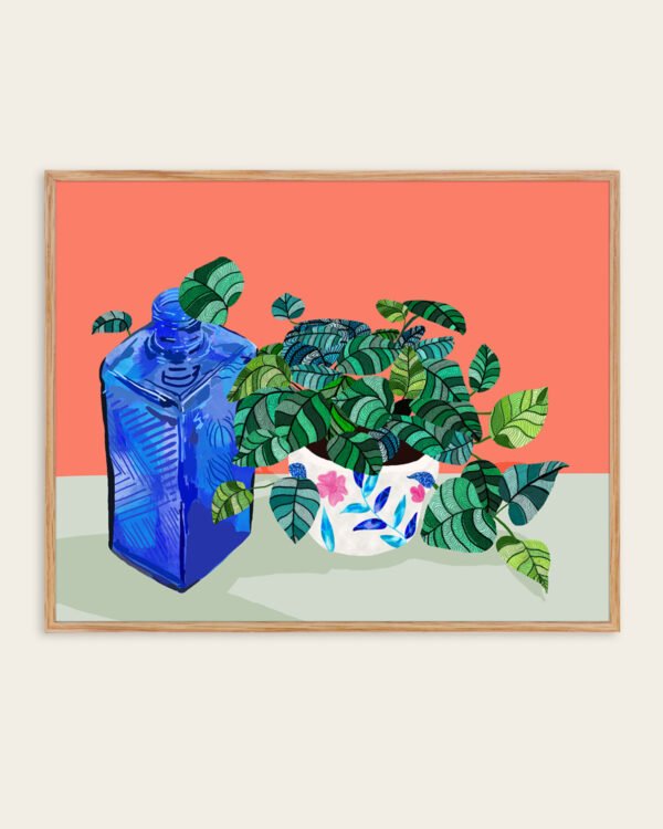 Shop still life potted plants Art Print, Canvas Print, digital printable download - available at 83oranges.com by artist Uma Gokhale India