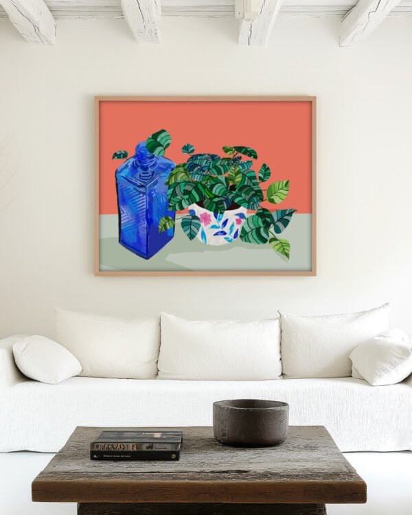 Shop still life potted plants Art Print, Canvas Print, digital printable download - available at 83oranges.com by artist Uma Gokhale India