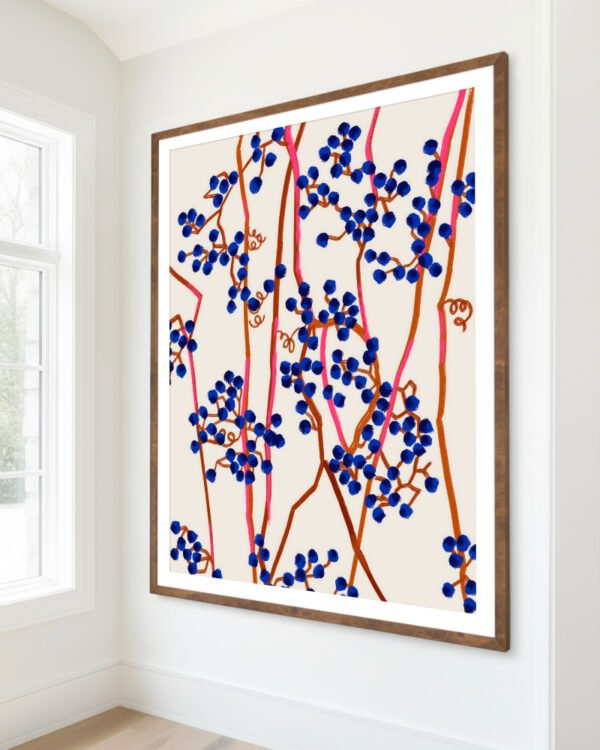 Shop Berry Summer Nature botanical abstract minimal Art Print, Canvas Print - available at 83oranges.com by artist Uma Gokhale India