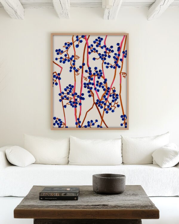 Shop Berry Summer Nature botanical abstract minimal Art Print, Canvas Print - available at 83oranges.com by artist Uma Gokhale India