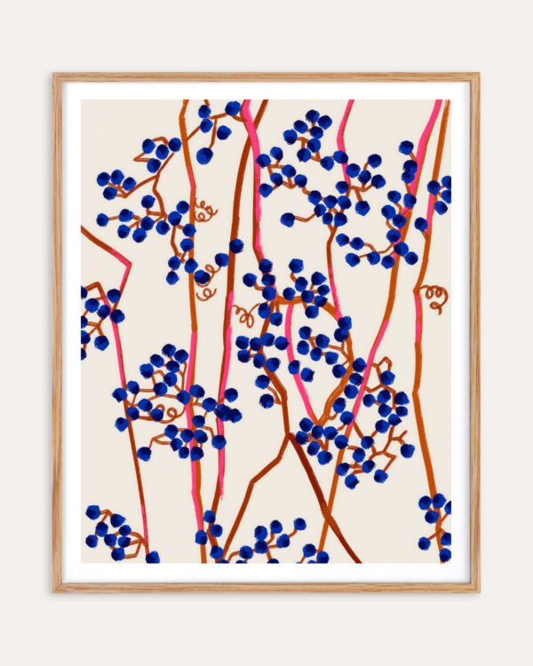 Shop Berry Summer Nature botanical abstract minimal Art Print, Canvas Print - available at 83oranges.com by artist Uma Gokhale India