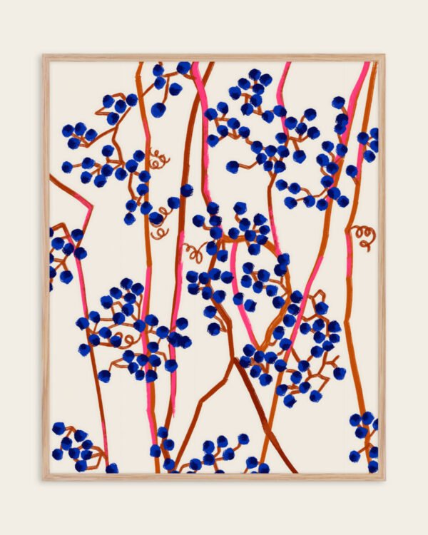 Shop Berry Summer Nature botanical abstract minimal Art Print, Canvas Print - available at 83oranges.com by artist Uma Gokhale India