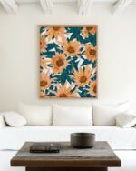 Shop Blush Sunflowers Art Print, Canvas Print, digital printable download - available at 83oranges.com by artist Uma Gokhale India