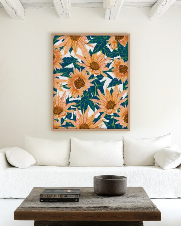 Shop Blush Sunflowers Art Print, Canvas Print, digital printable download - available at 83oranges.com by artist Uma Gokhale India