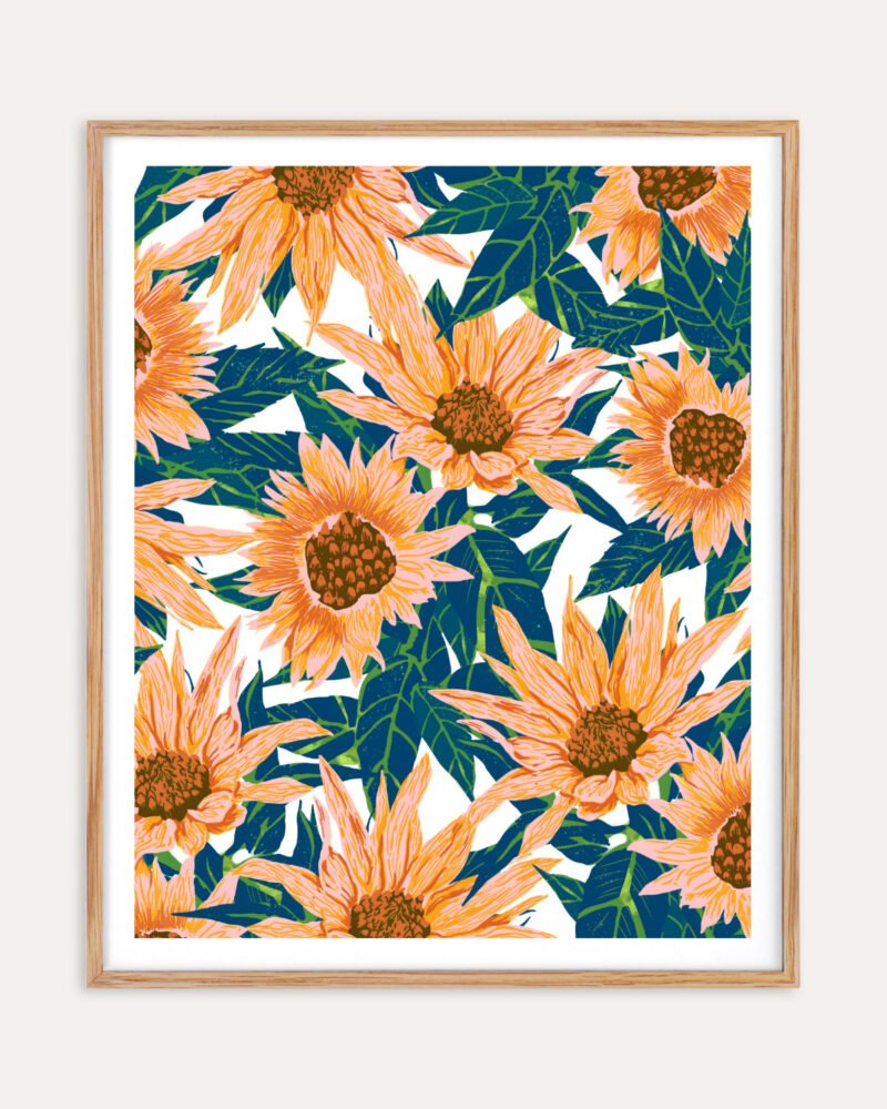 Shop Blush Sunflowers Art Print, Canvas Print, digital printable download - available at 83oranges.com by artist Uma Gokhale India