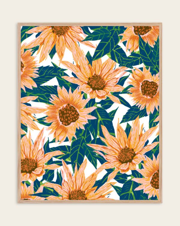 Shop Blush Sunflowers Art Print, Canvas Print, digital printable download - available at 83oranges.com by artist Uma Gokhale India