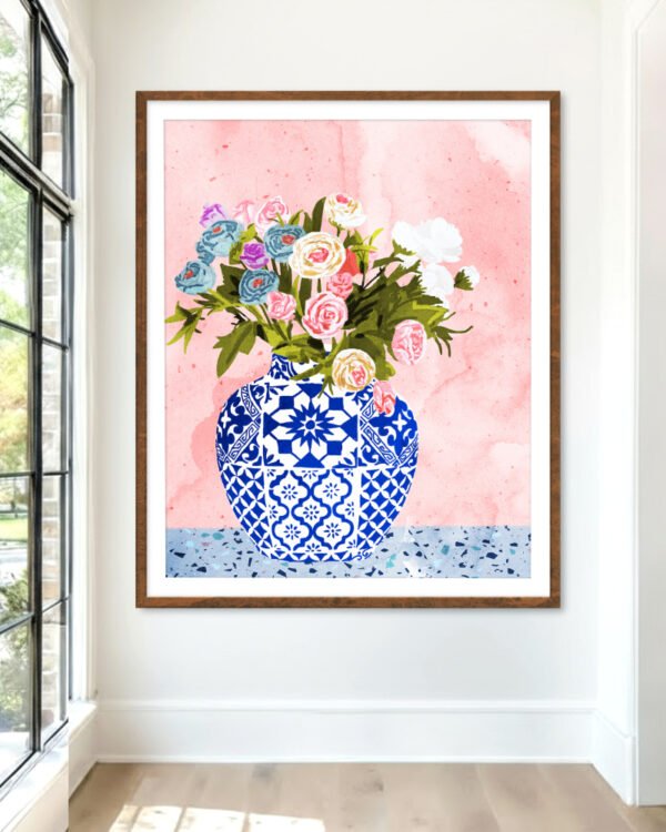 Shop Ceramic Planter Flowerpot abstract Art Print, Canvas Print, digital printable download - available at 83oranges.com by artist Uma Gokhale India
