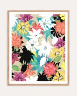Shop Dalia Eclectic floral botanical Nordic garden abstract Art Print, Canvas Print, digital printable download - available at 83oranges.com by artist Uma Gokhale India