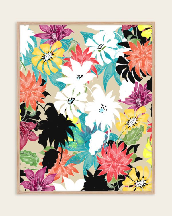 Shop Dalia Eclectic floral botanical Nordic garden abstract Art Print, Canvas Print, digital printable download - available at 83oranges.com by artist Uma Gokhale India