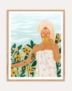 Shop Bohemian woman tattoo style Holiday Weekend Fashion Pastel Art Print & Canvas Print, Commercial digital license & Instant download printable - exclusively certified at 83oranges.com by artist Uma Gokhale India