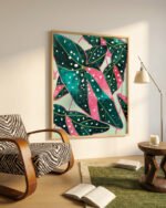 Shop tropical botanical jungle leaves Art Print, Canvas Print, digital printable download - available at 83oranges.com by artist Uma Gokhale India