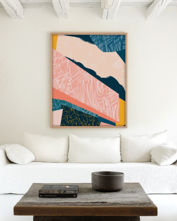 Shop Leela abstract washi tapes collage Art Print, Canvas Print, digital printable download - available at 83oranges.com by artist Uma Gokhale India