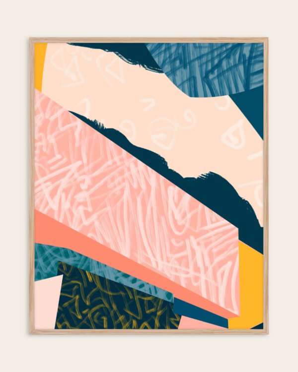Shop Leela abstract washi tapes collage Art Print, Canvas Print, digital printable download - available at 83oranges.com by artist Uma Gokhale India