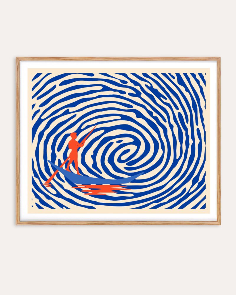 Shop Abstract Maelstorm boating sail lake Art Print, Canvas Print, digital printable download - available at 83oranges.com by artist Uma Gokhale India