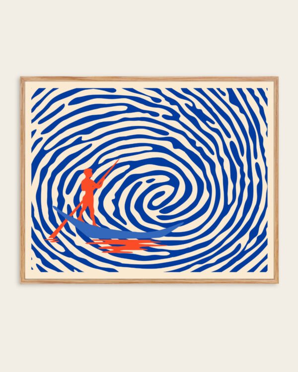 Shop Abstract Maelstorm boating sail lake Art Print, Canvas Print, digital printable download - available at 83oranges.com by artist Uma Gokhale India