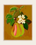 Shop Blossom & Harvest fruits botanical nature pears Art Print, Canvas Print, digital printable download - available at 83oranges.com by artist Uma Gokhale India
