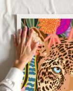 Shop Peek-a-boo Leopard Art Print, Canvas Print, digital printable download - available at 83oranges.com by artist Uma Gokhale India