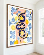 Shop Snakes & Lemons Art Print, Canvas Print, digital printable download - available at 83oranges.com by artist Uma Gokhale India