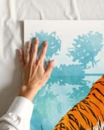 Shop Tiger Creek Forest Wildlife Art Print, Canvas Print - available at 83oranges.com by artist Uma Gokhale India