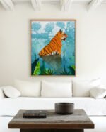 Shop Tiger Creek Forest Wildlife Art Print, Canvas Print - available at 83oranges.com by artist Uma Gokhale India