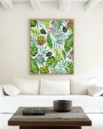 Shop tropical flora jungle nature Art Print, Canvas Print, digital printable download - available at 83oranges.com by artist Uma Gokhale India