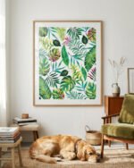 Shop tropical flora jungle nature Art Print, Canvas Print, digital printable download - available at 83oranges.com by artist Uma Gokhale India