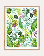 Shop tropical flora jungle nature Art Print, Canvas Print, digital printable download - available at 83oranges.com by artist Uma Gokhale India