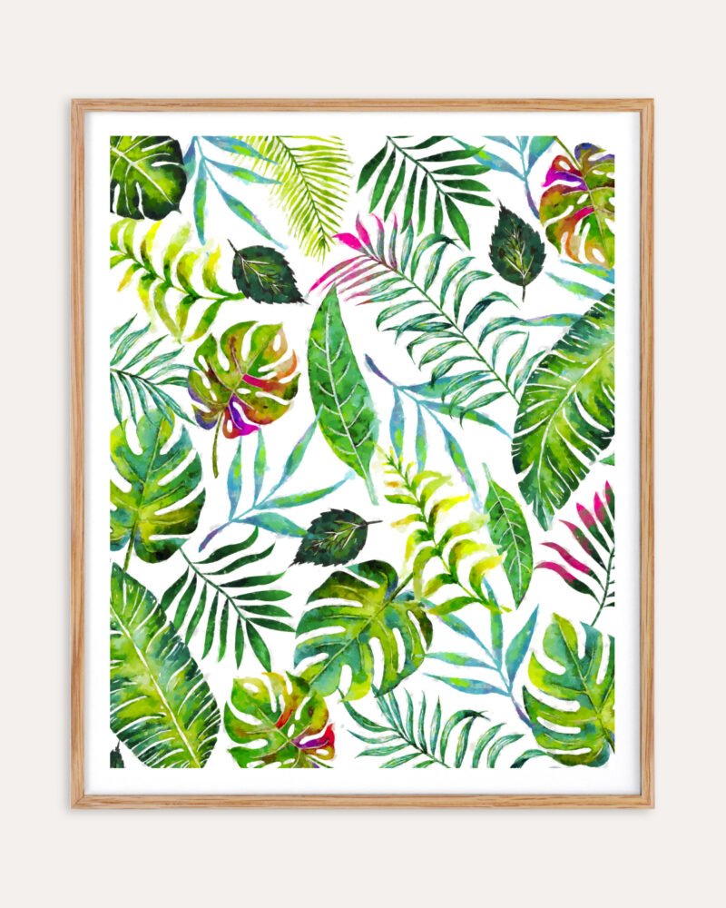 Shop tropical flora jungle nature Art Print, Canvas Print, digital printable download - available at 83oranges.com by artist Uma Gokhale India
