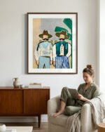 Shop Side By Side Cowboys Countryside Art Print, Canvas Print, digital printable download - available at 83oranges.com by artist Uma Gokhale India