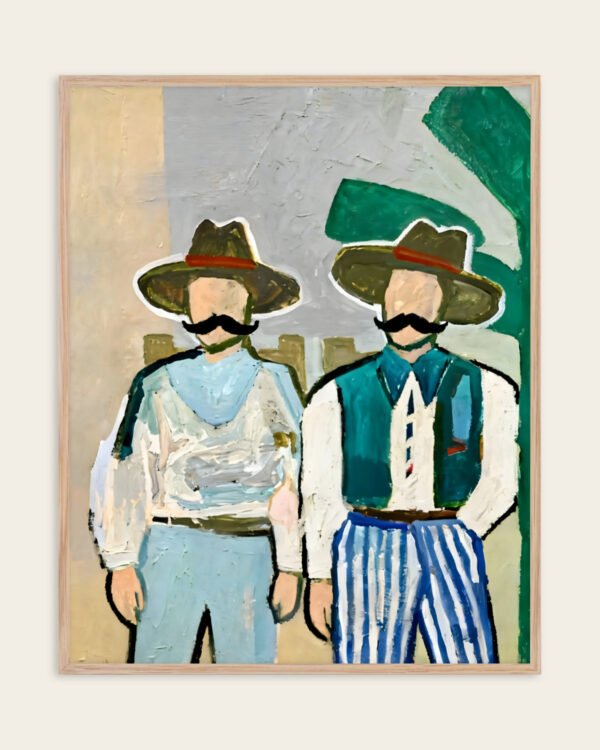 Shop Side By Side Cowboys Countryside Art Print, Canvas Print, digital printable download - available at 83oranges.com by artist Uma Gokhale India
