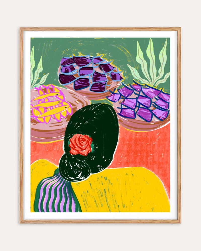 Shop Fish Market Eclectic bold Art Print, Canvas Print - available at 83oranges.com by artist Uma Gokhale India