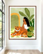 Shop tropical just you & me tiger Art Print, Canvas Print, digital printable download - available at 83oranges.com by artist Uma Gokhale India