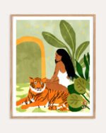Shop tropical just you & me tiger Art Print, Canvas Print, digital printable download - available at 83oranges.com by artist Uma Gokhale India