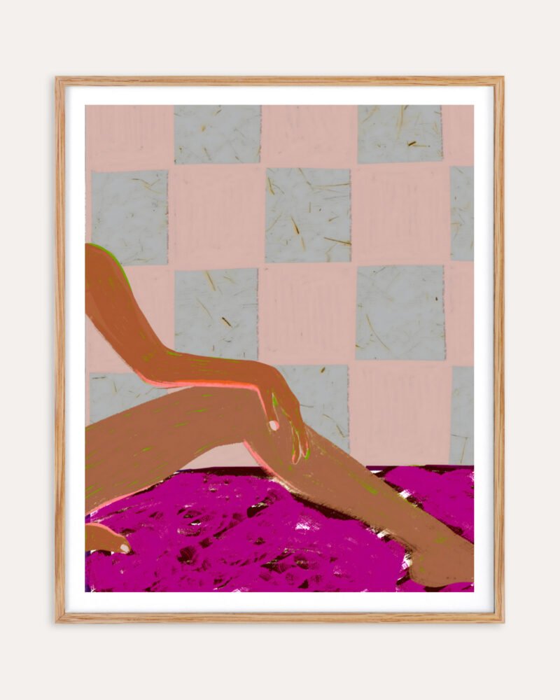 Shop checked out nude figurative bohemian Art Print, Canvas Print, digital printable download - available at 83oranges.com by artist Uma Gokhale India