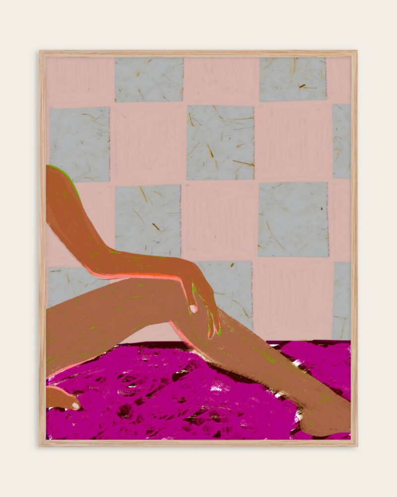 Shop checked out nude figurative bohemian Art Print, Canvas Print, digital printable download - available at 83oranges.com by artist Uma Gokhale India