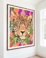 Shop Peek-a-boo Leopard Art Print, Canvas Print, digital printable download - available at 83oranges.com by artist Uma Gokhale India