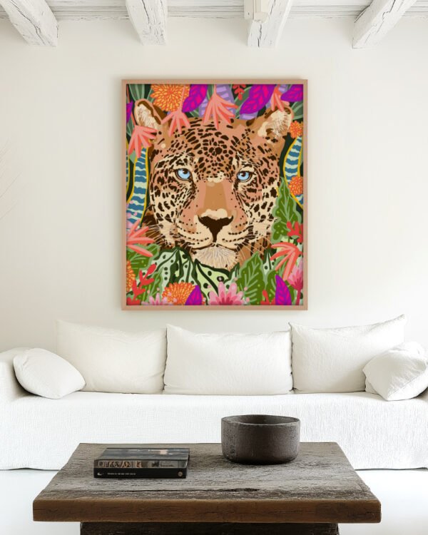 Shop Peek-a-boo Leopard Art Print, Canvas Print, digital printable download - available at 83oranges.com by artist Uma Gokhale India