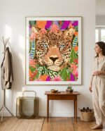 Shop Peek-a-boo Leopard Art Print, Canvas Print, digital printable download - available at 83oranges.com by artist Uma Gokhale India