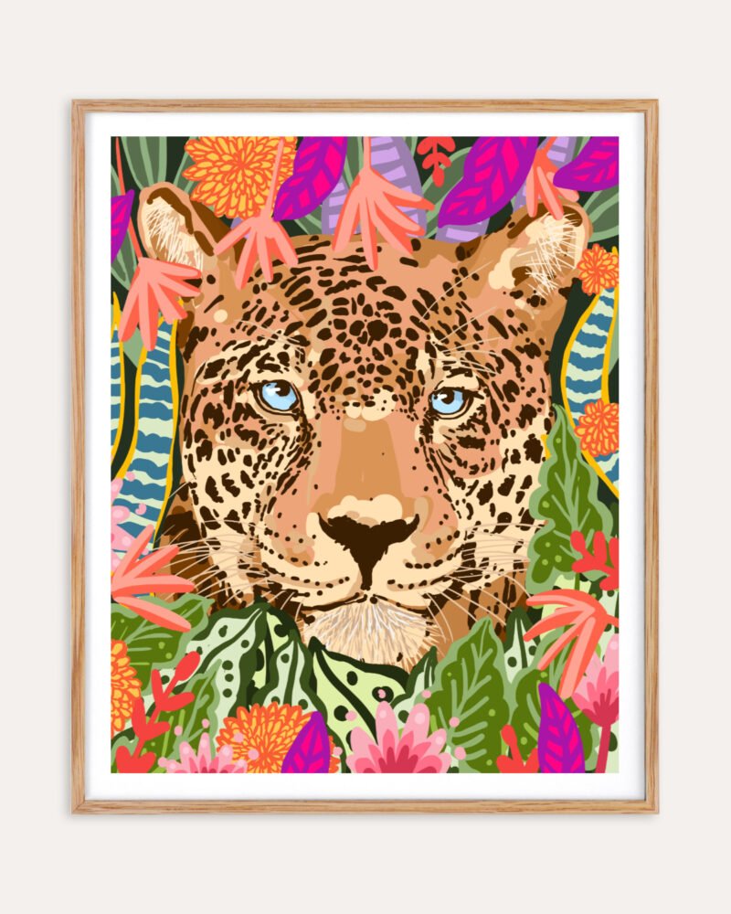 Shop Peek-a-boo Leopard Art Print, Canvas Print, digital printable download - available at 83oranges.com by artist Uma Gokhale India