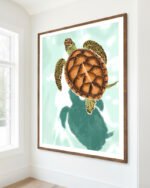 Shop Turtle Shadow Pond Art Print, Canvas Print, digital printable download - available at 83oranges.com by artist Uma Gokhale India