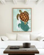 Shop Turtle Shadow Pond Art Print, Canvas Print, digital printable download - available at 83oranges.com by artist Uma Gokhale India