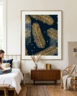 Shop Palmy Night Dark Tropical Nature Palm Art Print, Canvas Print - available at 83oranges.com by artist Uma Gokhale India