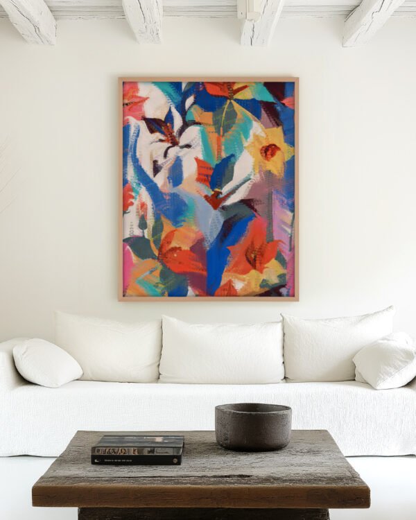 Shop Wild petals rhapsody abstract floral botanical Art Print, Canvas Print, digital printable download - available at 83oranges.com by artist Uma Gokhale India