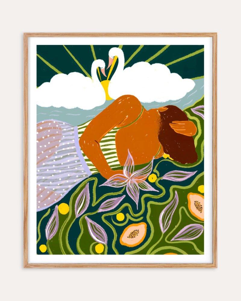 Shop The dreamer bohemian woman fashion landscape Art Print, Canvas Print, digital printable download - available at 83oranges.com by artist Uma Gokhale India