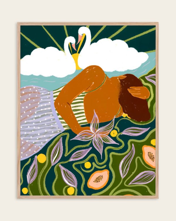 Shop The dreamer bohemian woman fashion landscape Art Print, Canvas Print, digital printable download - available at 83oranges.com by artist Uma Gokhale India