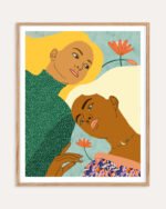 Shop Two soul one body soul sisters Art Print, Canvas Print - available at 83oranges.com by artist Uma Gokhale India