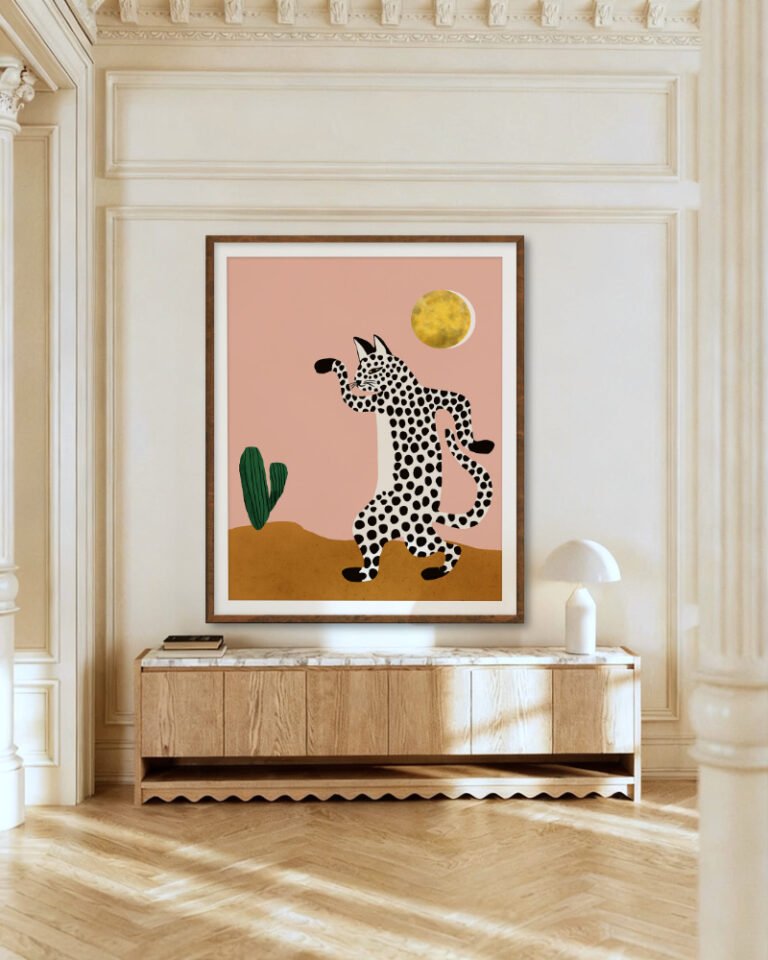 Shop Jazzy wild cat funny animals dance Art Print, Canvas Print - available at 83oranges.com by artist Uma Gokhale India