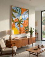 Shop A Beautiful Day Begins With A Beautiful Mindset botanical nature Art Print, Canvas Print - available at 83oranges.com by artist Uma Gokhale India